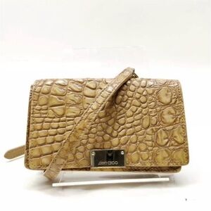 Jimmy Choo Beige Crocodile Embossed Clutch